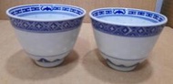 早期中國菊紋米粒杯茶杯- 直徑7 公分 100 ml- 2杯合售