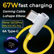 67W 6A Type C Fast charging cable F4/X4 GT/X6 Pro phone charging cable Note 11/Note 12 Pro/Mi 12T co