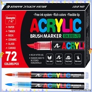 60/72  Colors Acrylic Marker Pen for Rock Painting, Brush Tip Paint Markers, Art Supplies Fabric Fab