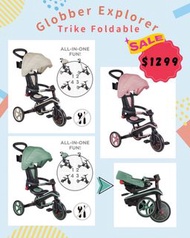 🔥$1299只限Carousell優惠價🔥行貨 可摺款Globber Explorer Trike Foldable 4 in 1 可摺式 四合一 兒童三輪車 小童三輪車 手推車 嬰兒車 滑步車 多色