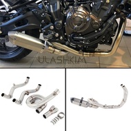 Hot Sale Small Motorcycle Modified Exhaust Pipe Muffler MT-07 Hexagonal Exhaust MT07 Front Section F