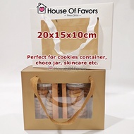 25pcs 20x15x10cm Gift Box With String &amp; Window Gold CNY Cookies Bottle Packaging Box Kotak Balang Biskut Doorgift Kahwin