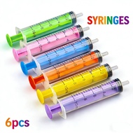 10ml Colored Plastic Syringe 6Pcs for Glue, Liquid Dispensing, Measuring, Pet Feeding and Refilling