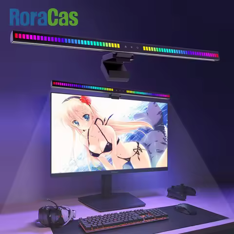 Eye-Care Desk Lamp LED Light Aluminum 55-42cm RGB Computer Monitor Screen Light Bar Music Sync Ambie