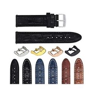 22mm Genuine Leather Watch Band Strap Compatible with Tudor Watch Black Sil