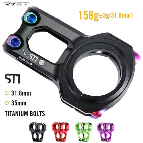 RYET MTB Stem Mountain 31.8mm 35mm Road Bike Stem Downhill Handlebar Stem 0 Degree 35mm Length XC AM