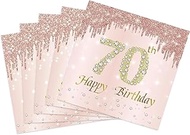 40PCS 70th Birthday Decorations for Women Rose Gold 70th Birthday Napkins Rose Gold Birthday Party S