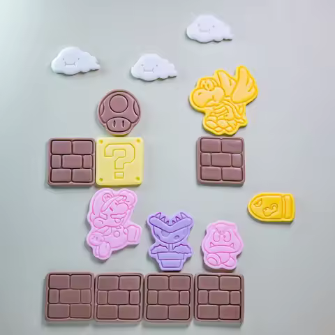 Super Mario Bros Cookie Cutters Anime 3d Plastic Stamp Pressable Biscuit Mold Cookie Stamp Kitchen B