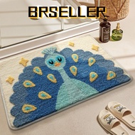 BRSELLER Plush Rug, Durable Panda Cat Peacock Bathroom Rug,  Quickly Dry Cute Animal Rubber Backing 