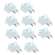 10 Pack For Mini Rocker Switch 2 Pin ON OFF SPST 125VAC 6 Amp 250VAC 3 Amp White