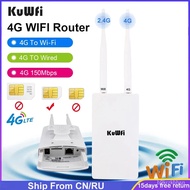 KuWFi Waterproof Outdoor 4G WiFi Router 150Mbps CAT4 LTE Routers 3G/4G SIM  Router Modem for IP Camera/Outside WiFi Cove