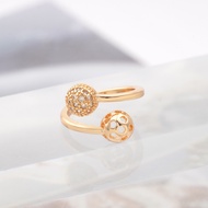 Hyl Jewelry 198J huruf Cincin Titanium Wanita Emas Muda Anti Karat Asli Silver Emas Couple Dewasa Da