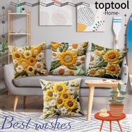 TOPTOOL Sunflower Pillowcase, 45x45cm 2D Floral Sofa Cushion , Vintage Fluffy Soft Printed Square Be