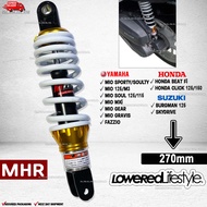 Rear Shock Absorber 270mm Lowered Style  1 PC Mio Click Beat Burgman Gear Gravis RED / BLACK / WHITE