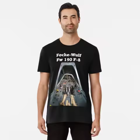 WWII German Focke-Wulf Fw 190 F-8 Fighter Cockpit T Shirt. Mens 100% Cotton Short Sleeve O-Neck Casu