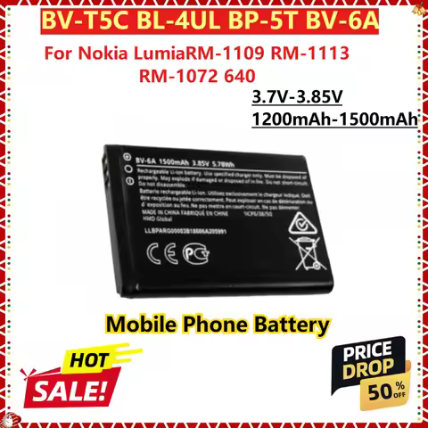 For Nokia LumiaRM-1109 RM-1113 RM-1072 640 Replacement Mobile Phone Battery BV-T5C BL-4UL BP-5T BV-6