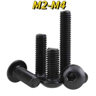 [XNY] Black 304 Stainless Steel Round Head Hexagon Socket Screw M2/M2.5/M3/M4 Half Plate Head Screw 