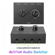 4 Port /2 Port Audio Switch Stereo Audio Switcher Splitter 3.5mm Mini Headphone 2x1/1x2 4x1/1x4 Bi-D