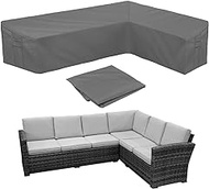 BOSKING Patio Sofa cover V-Shaped Sectional Furniture Cover Heavy Duty Outdoor Furniture Set Covers Waterproof Lawn Garden Couch Protector with Buckle Strap &amp; Side Handle - Grey (L shape 105x78 inch)