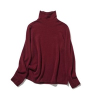 2025新色 源自柔軟纖維的極致舒適，100%喀什米爾，高領針織衫，酒紅色231109-9