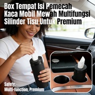 Premium Car Window Tissue Box 2in1 Cylinder Tissue Tool Break