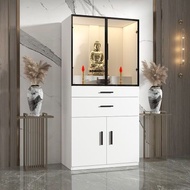 Light Luxury Buddhist Shrine Altar Home Glass Door Modern Buddhist Altar God of Wealth Guanyin Buddh