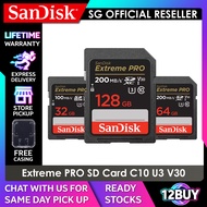 SanDisk Extreme PRO SD Card 4K U3 V30 UHS-I C10 32GB 100MB/s 64GB 128GB 200MB/s DXXO DXXU DXXD 12BUY