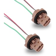 Pack-2 Automotive 7443 Brake Light Bulb Holder, Socket Pigtail Harness Connector, Waterproof Insulat