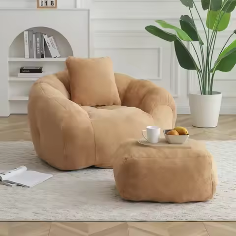 Giant Bean Bag Chair, Oversized Bean Bag Couch for Adults and Kids, Faux Fur Shell-Shaped Large Chai