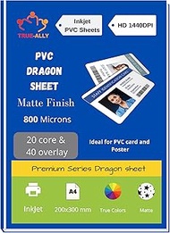 True-Ally Premium MATTE Finish PVC Lamination Dragon Sheet A4 Size 800 Micron for PVC Aadhar , Photo