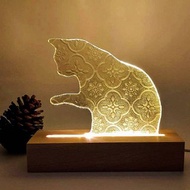 海棠花 貓咪小夜燈 海棠花玻璃 窯燒玻璃 禮品 小夜燈 貓控