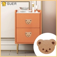 SUER Cupboard Knob, Wooden Single Hole Design Drawer Knob, Creative Bear Shape with Screw Door Handle Furniture Accessories