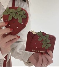 田園草莓 蝴蝶結 法式銀包 珍珠 斜孭袋 錢包 掛包 單肩包 帆布袋 士多啤梨 環保袋 mdf maison de fleur strawberry 化妝袋 手提袋 卡包 卡套 迷你 日本限定