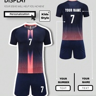 2pcs Boy's Personalized Soccer Jersey - Customizable Name And Number Print Stripe Decor Short Sleeve