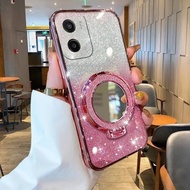 Phone Case for Motorola Moto G06 Power Back Cover Makeup Mirror Glitter Stood Luxuriously Shiny Sili