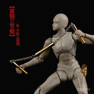 1/12 Miniature Weapon Brass Nunchaku Three-Section Stick Nunchaku Two-Section Whip Nunchaku 20cm Sol