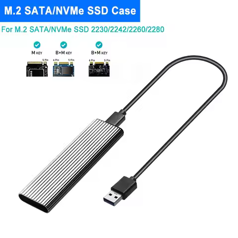 M2 SSD Case NVME Enclosure M.2 to USB SSD Adapter for NVME PCIE NGFF M.2 SATA SSD M/B+M Key 2230/224