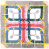 近全新愛馬仕 Carré Jean Carré 140 MORS A JOUETS 馬銜扣圖案羊絨真絲黑色絲巾，1380 [二手] 愛馬仕