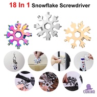 18 in 1 Multifunction Snowflake Snow Wrench Screwdriver Portable Bike Camp Hiking Repair Tool Outdoor Keychain Spanner
