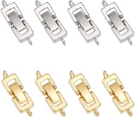 Beebeecraft 12PCS 2 Colors Brass Fold Over Clasps for Bracelet Necklace Jewelry Extender, 24 x 7 x 4mm