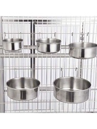 1套不銹鋼寵物餐具,適用於狗籠,圓形水碗和餵食盤,適用於貓和小型動物