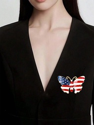1入組女性合金國旗胸針，適用於圍巾、按鈕或首飾裝飾配件，日常佩戴