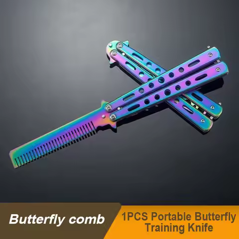 1Pcs Portable Butterfly Training Knife Foldable CSGO Balisong Trainer Pocket Flail Knife Uncut Blade