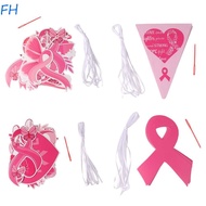 FENGHA Breast Cancer Awareness Decorations, Single Side Pink Love Heart Breast Cancer Backdrop Banne