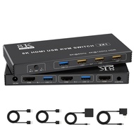 USB 3.0 8K HDMI KVM Switch 1 Monitor 2 Computer,4K@120Hz KVM Switches for 2PC Sharing Monitor Keyboa
