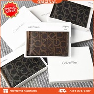 * Original  * Calvin_Klein CK Print Men's Wallets Fashion Men's Logo Bi Fold Wallet Gift Box Gift Wa