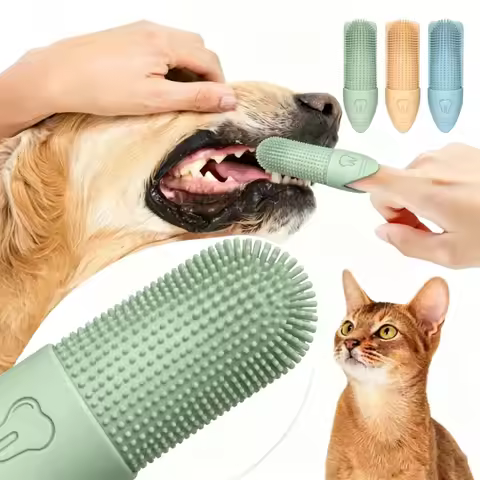 Food Grade Silicone Pet Finger Toothbrush 360° Cleaning Dog Toothbrush for Dogs Cats Dental Care Tee