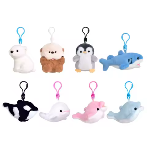 Sea Otter Aquarium Plushies Pendant Orca Penguin Killer Whale Plush Keyring Beluga Whale Dolphin Pol