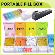 Portable Medicine Case Box 7 Days AM PM Weekly Travel Pill Case Organizer Holder Box Dispenser Pillbox