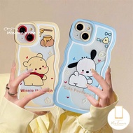MissConnie OPPO A16 A15 A74 A55 A54 A96 A95 A1k A57 A77s A72 A5 A76 A12E A35 A32 A12 A7 A5s A52 Reno 8 7 6 A53 A15s A3s A16K A16s A9 Lucu Pochacco Winnie The Pooh Case Tepi Bergelombang Lembut penutup